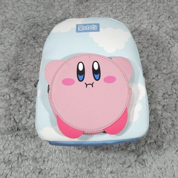 READ Bioworld X Nintendo Kirby Cloud Mini Backpack Blue Pink - Picture 1 of 9
